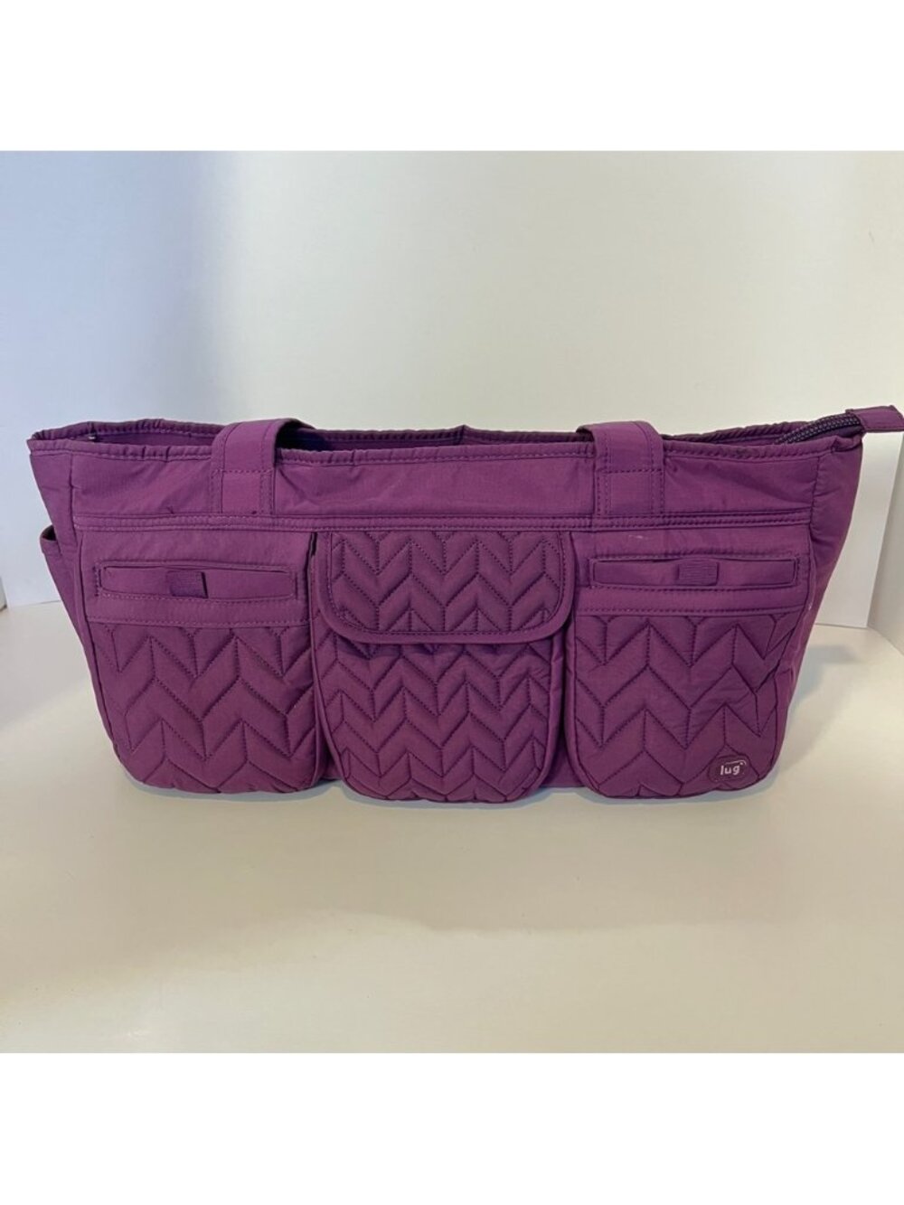 LUG Purple Streetcar Short Travel Diaper Bag Purse Tote Shoulder Compartments